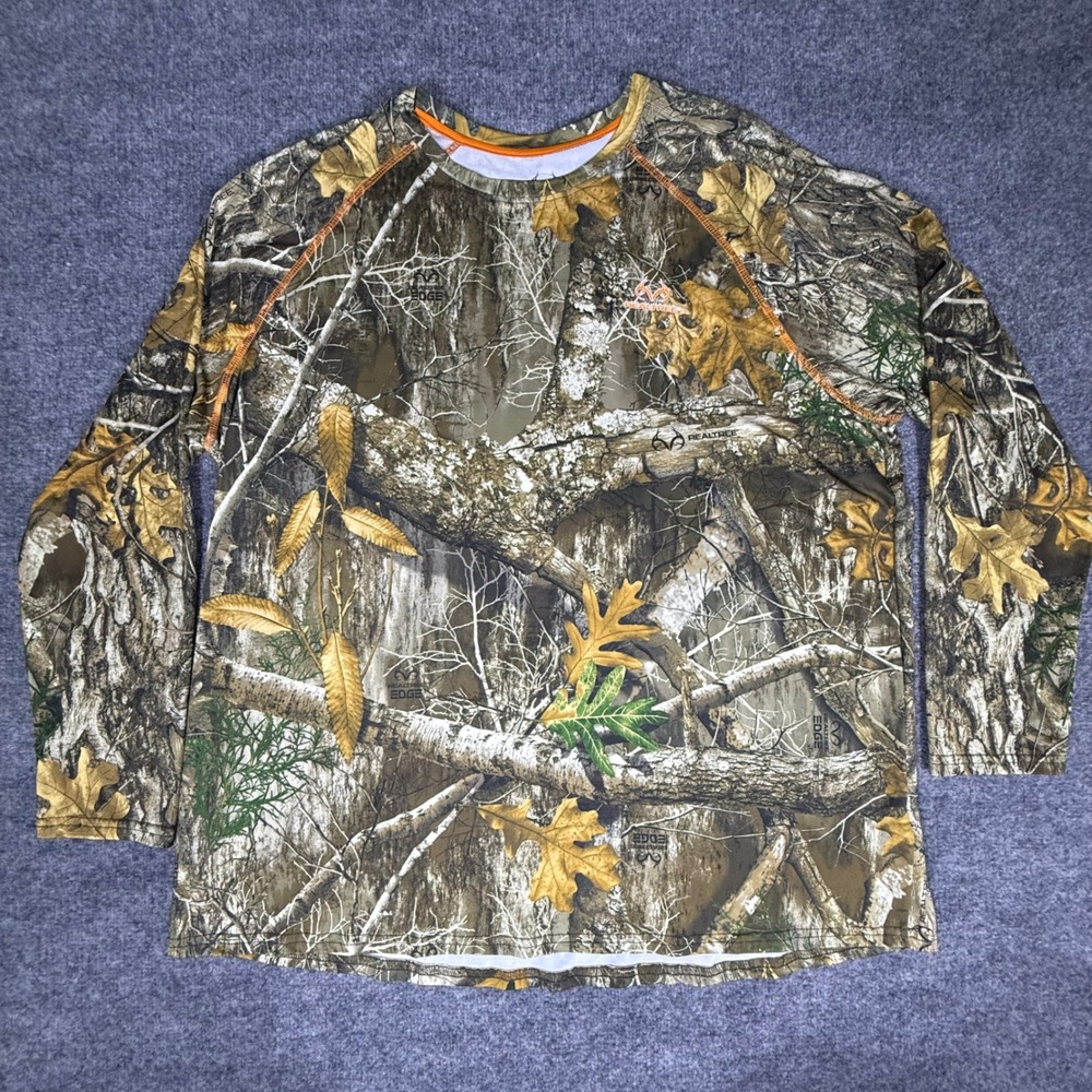 Realtree Edge Camo Long Sleeve Performance Shirt Mens 3XL Hunting Fishing Top